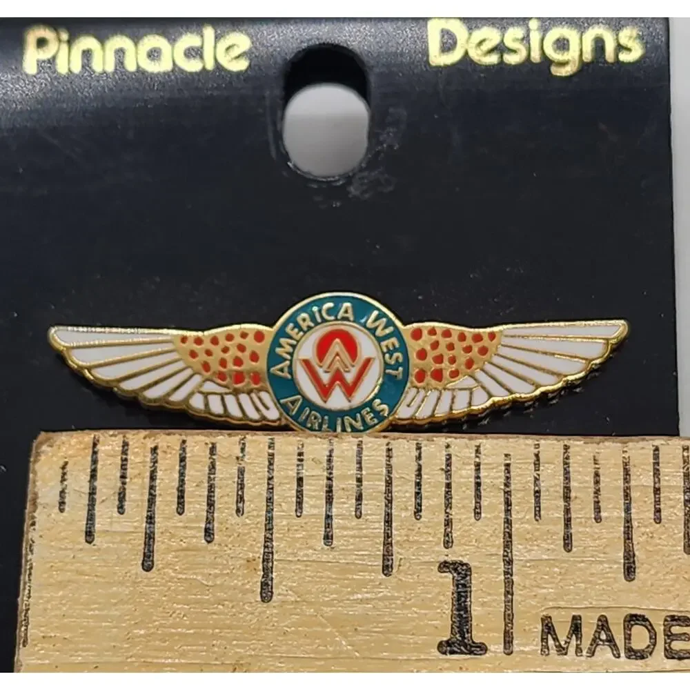 America West Airlines Enamel Wings Promo Single Pin Pinback On Card